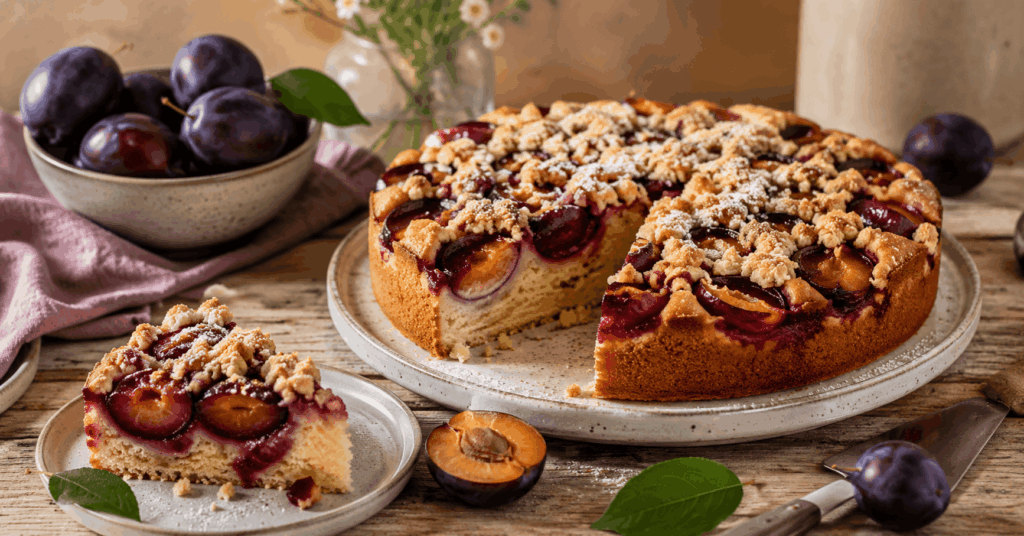Herbstlicher Pflaumenkuchen mit Butterstreuseln vom Backblech img 0306