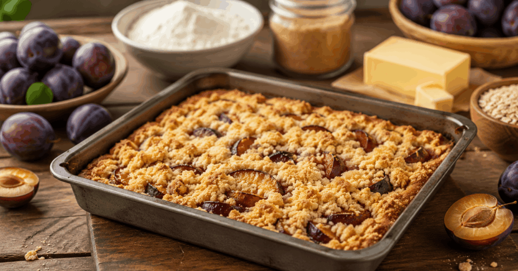 Herbstlicher Pflaumenkuchen mit Butterstreuseln vom Backblech img 0308