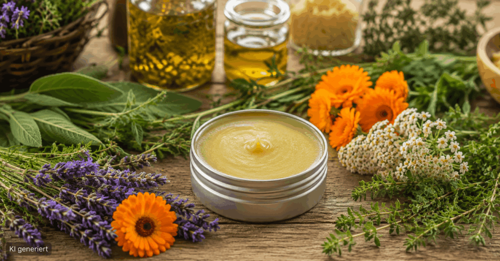 Kräutersalbe selber machen: Einfaches Grundrezept mit 5 bewährten Kräutern Kräutersalbe selber herstellen, Salbe selber machen, Kräutersalbe Rezept, Kräutersalbe mit Bienenwachs, Kräuteröl für Salbe, Salbe aus
Kräutern selber machen, Ringelblumensalbe selber machen, selbstgemachte Kräutersalbe, natürliche Salbe selber machen, Salben selber machen