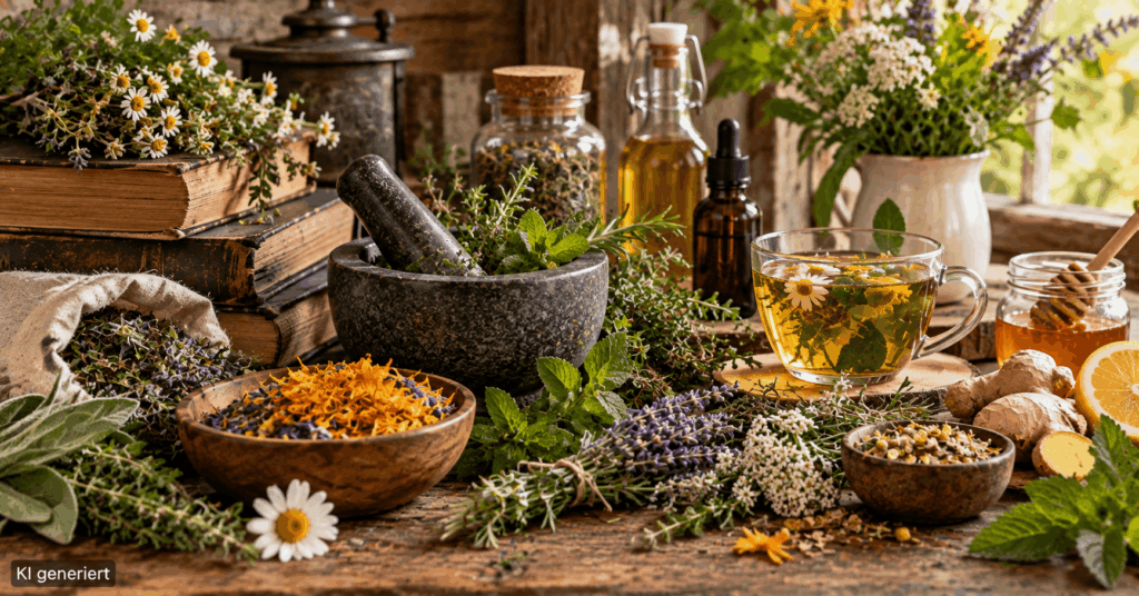 Heilkräuter, Kräuterwissen, Kräuter selber sammeln, Kräutertee, heimische Kräuter, Wildkräuter, Kräuter im Alltag, natürliche Hausmittel, traditionelle Pflanzenkunde, Kräuter für Zuhause, Kräuter richtig anwenden, Heilpflanzen für Anfänger